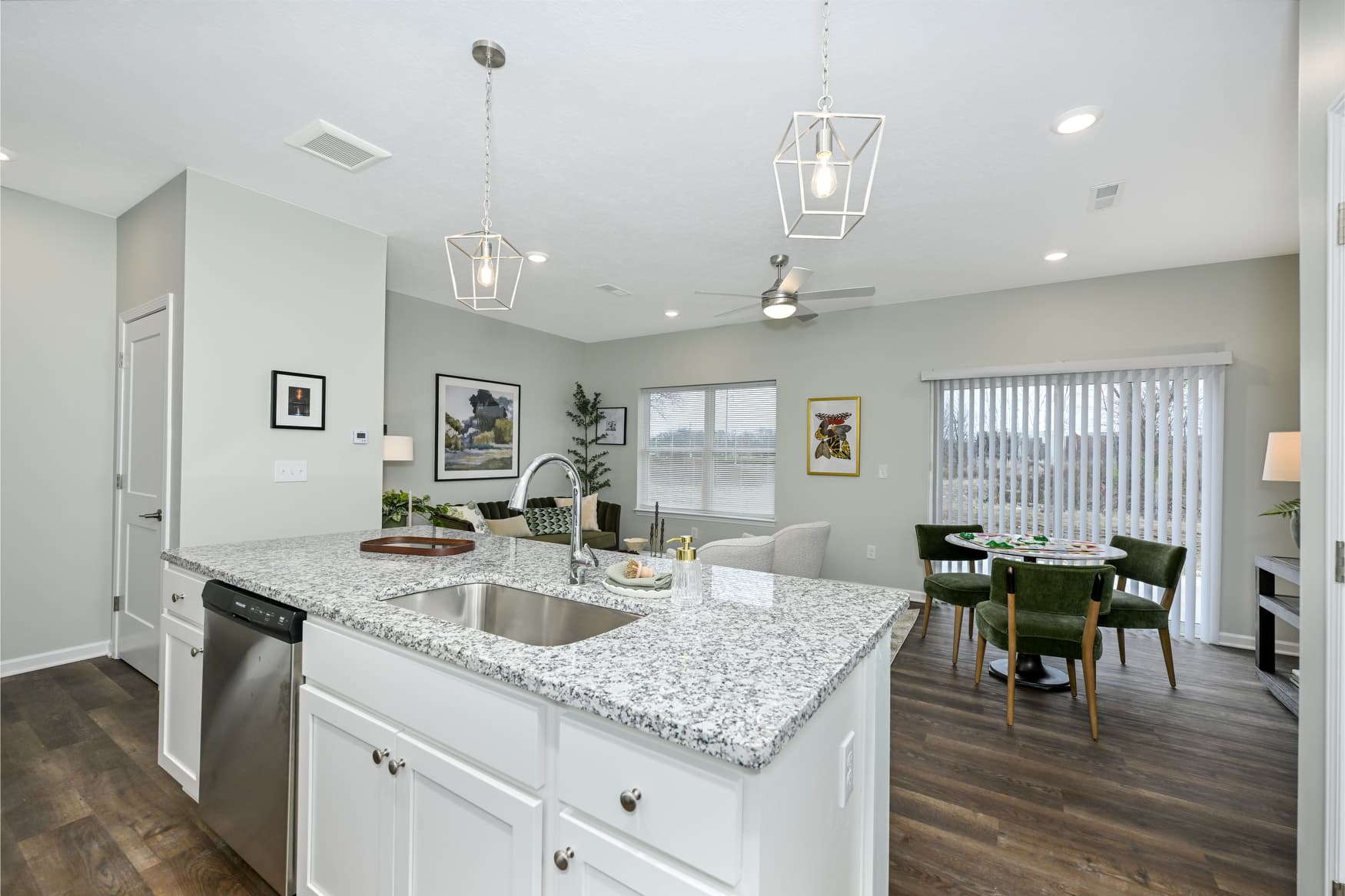 2BR Townhome kitchen and living area photo