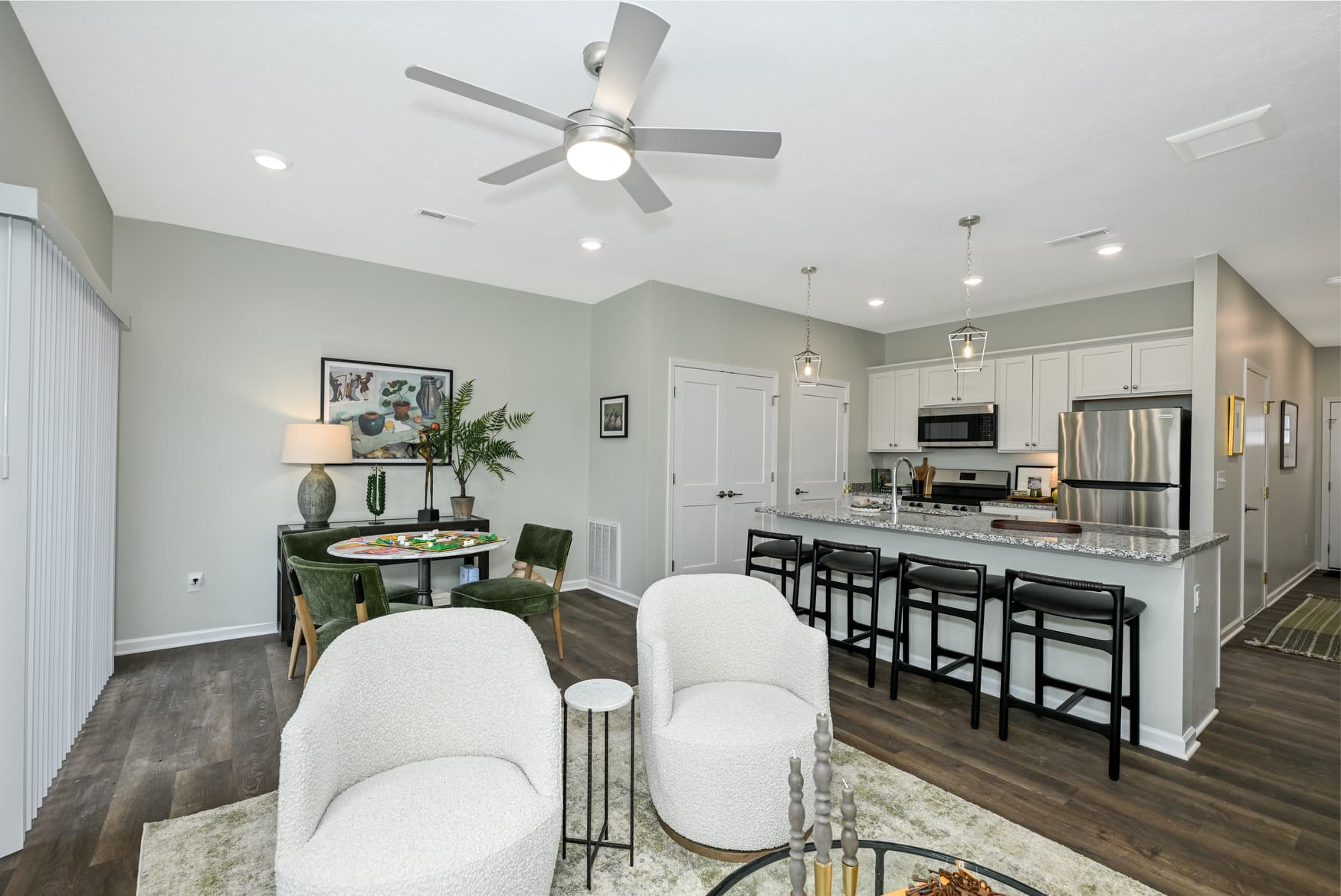 2BR Townhome kitchen and living area photo